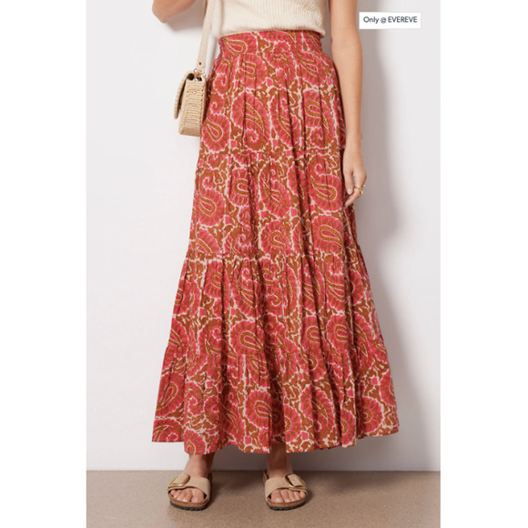 CLEOBELLA  NWT Jacinta Pink Brown Maxi Skirt with Pockets // M - Picture 1 of 14